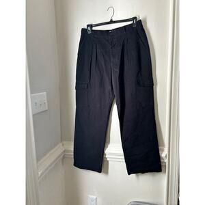 NWT Pacsun Black Pleated Wide Leg Cargo Pants Utility Cotton Tapered XL